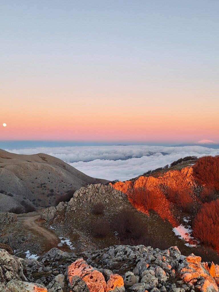 10.01.25 Ciaspolata  al tramonto  con luna crescente